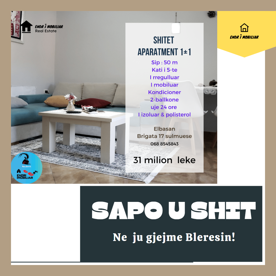 Shitet Apartament 1+1 komod