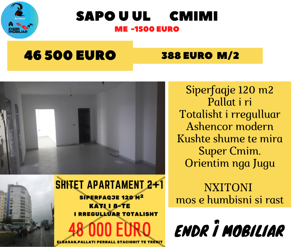 Shitet apartament 2+1 perball Stacionit te Trenit